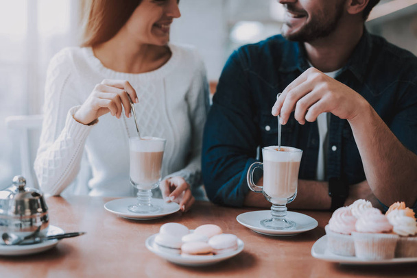 Coffee. Sweet-Stuff. Candy. Guys in Love. Sweets. Latte. Romantic Relationship. Smiling People. Bonding. Enjoyment. Leisure Time. Good Relationship. Happy Holidays. Have Fun. Sweet Relationship. - Fotografie, Obrázek