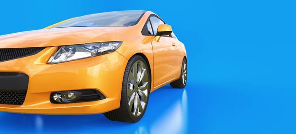 Naranja pequeño coche deportivo coupé. renderizado 3d
 - Foto, imagen