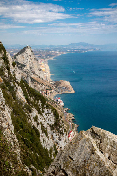The summit of the Rock of Gibraltar looking North towards Spain . Gibraltar is a British Overseas Territory located on the southern tip of Spain. - Fotografie, Obrázek