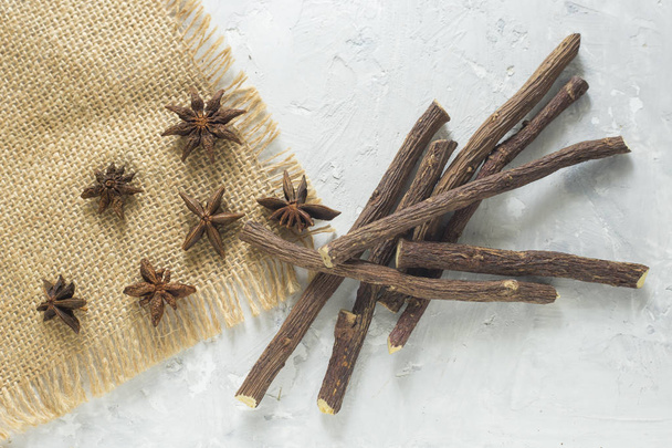 licorice root on the table. - Photo, Image