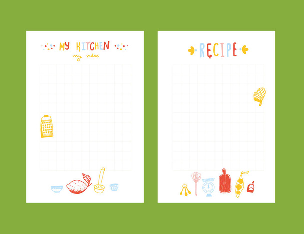 Modern Recipe card template set for cookbook. Menu Vector Illustration - Διάνυσμα, εικόνα