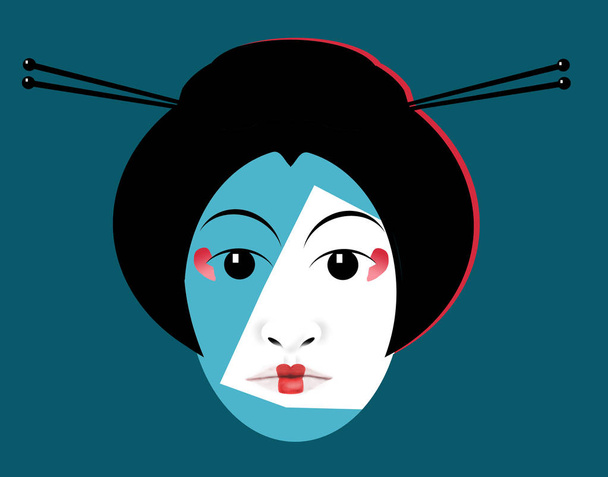 Los palitos de pelo de geisha se ilustran aquí. Las varillas para el cabello se utilizan de manera moderna, pero se originaron con geishas japonesas como se muestra aquí en negro, blanco y rojo aislados sobre un fondo.
. - Foto, imagen