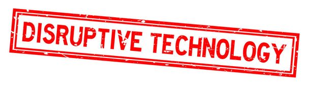 Grunge rojo tecnología disruptiva palabra sello de goma cuadrada sello sobre fondo blanco
 - Vector, imagen