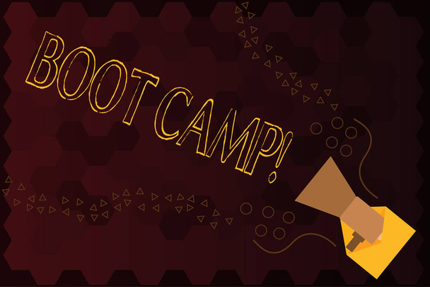 Tekst pisma Boot Camp. Koncepcja znaczenie szkolenia wojskowego obozu dla nowych rekrutów trudnych dyscypliny Fitness - Zdjęcie, obraz