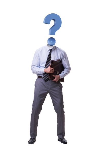 Homme d'affaires avec un point d'interrogation au lieu de sa tête - Photo, image