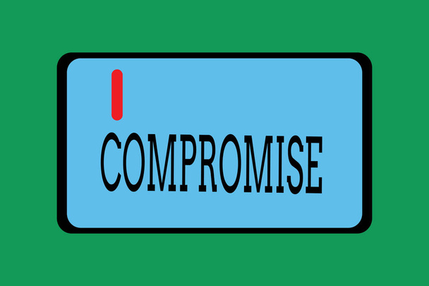 Концептуальный почерк, показывающий Компромисс. Прийти к соглашению путем взаимных уступок дать раскрыть
 - Фото, изображение