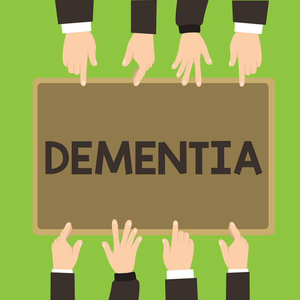 Conceptual hand writing showing Dementia. Business photo showcasing Impairment in memory Loss of cognitive functioning Brain disease - Photo, Image