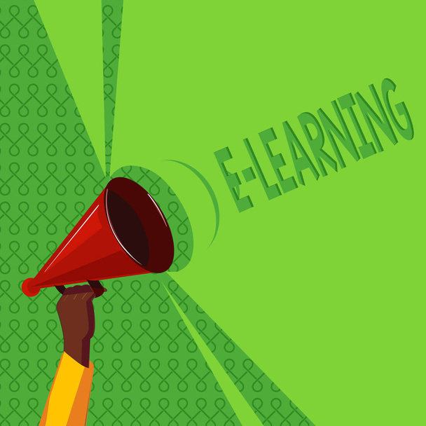 Handgeschreven tekst schrijven van E-Learning. Begrip betekenis lessen uitgevoerd via elektronische media meestal op het Internet. - Foto, afbeelding