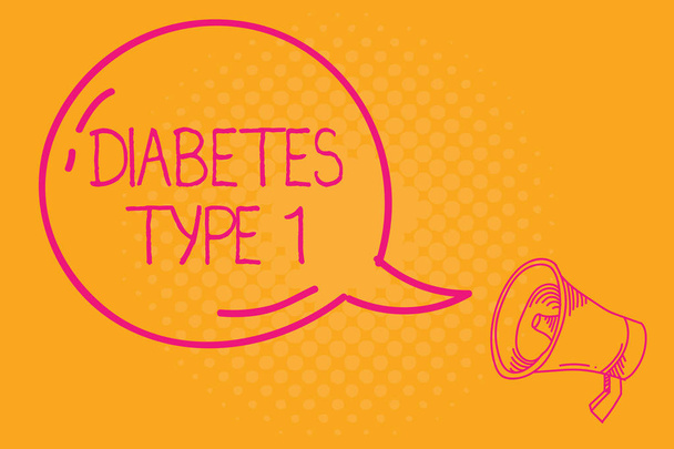 Ecriture conceptuelle montrant le diabète de type 1. photo d'affaires état de texte dans lequel le pancréas produire peu ou pas d'insuline
 - Photo, image