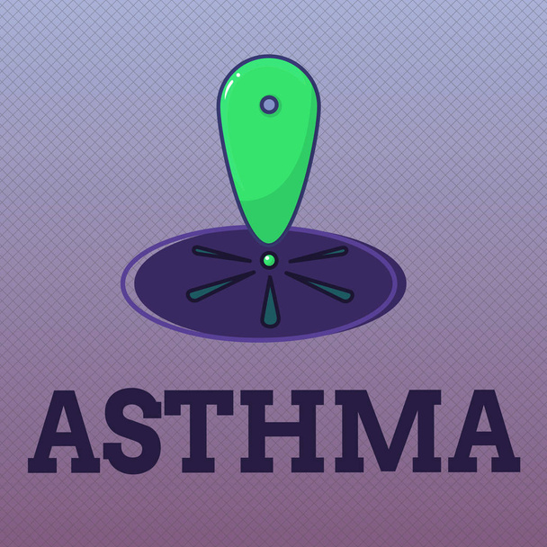 A szó asztma szöveg írása. Üzleti koncepció, a légzőszervi feltétel görcsök a hörgők, a tüdő által jelzett - Fotó, kép