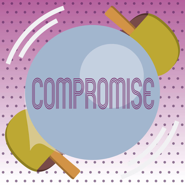 Kompromisszumos szöveg, kézírás. Koncepció, ami azt jelenti, jön a megállapodás kölcsönös engedmény által ad ki feltár - Fotó, kép