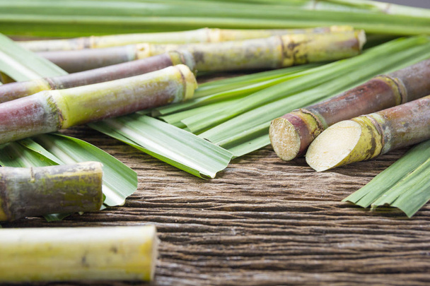 Close up sugarcane on wood background close up - Photo, Image