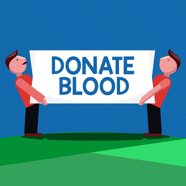Handwriting text Donate Blood. Concept meaning Refers to the collection of blood commonly from donors - Photo, Image