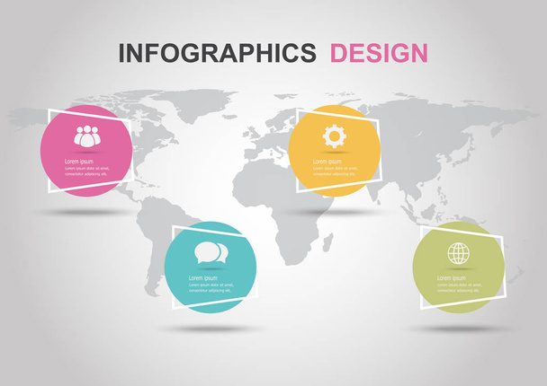 Modello di design infografico con striscioni circolari, vettore stock
 - Vettoriali, immagini