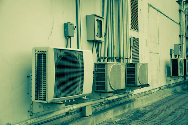 Air conditioners condenser units, vintage color style - Photo, Image