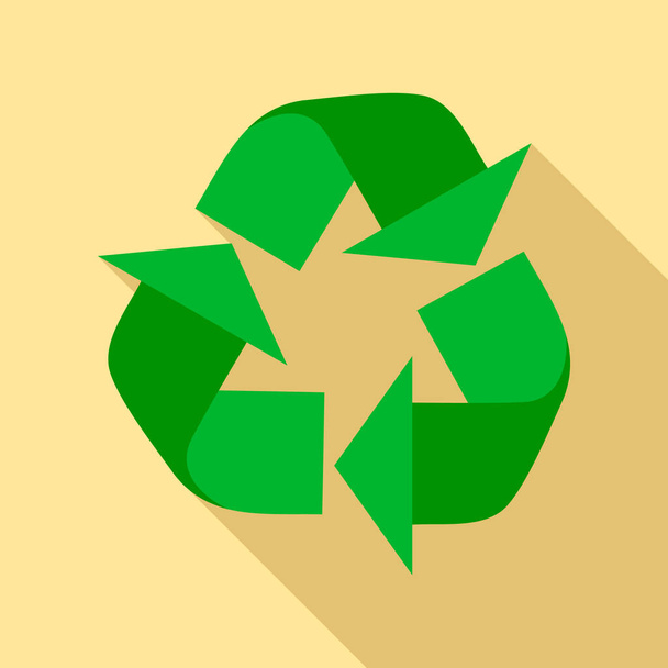 Recycle teken pictogram, vlakke stijl - Vector, afbeelding