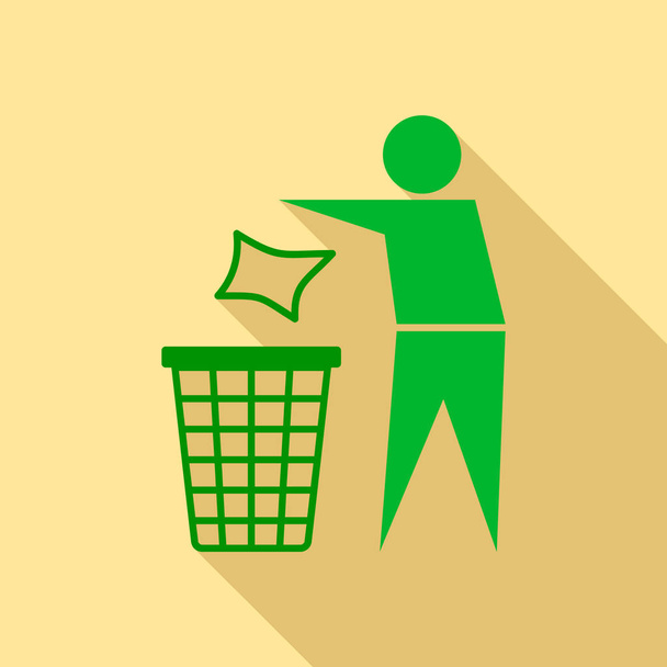 Soltar basura en el icono de la papelera, estilo plano
 - Vector, Imagen