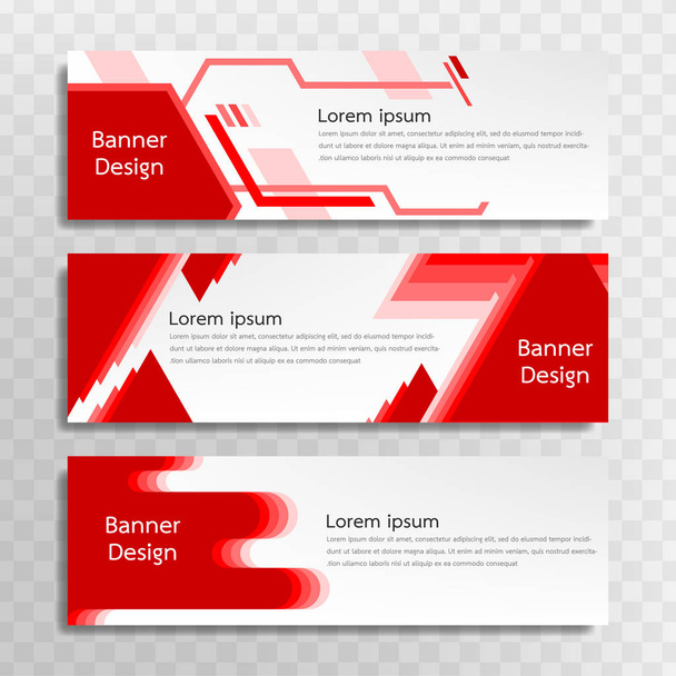 Un conjunto de plantillas de banner rojo diseñadas para la web y varios titulares están disponibles en tres diseños diferentes
. - Vector, imagen