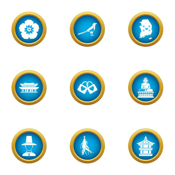 Asia store icons set, flat style - Vector, Image