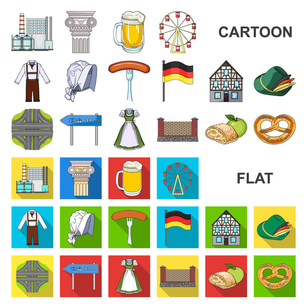 Country Germany cartoon icons in set collection for design. Germany and landmark vector symbol stock web illustration. - Vector, Imagen