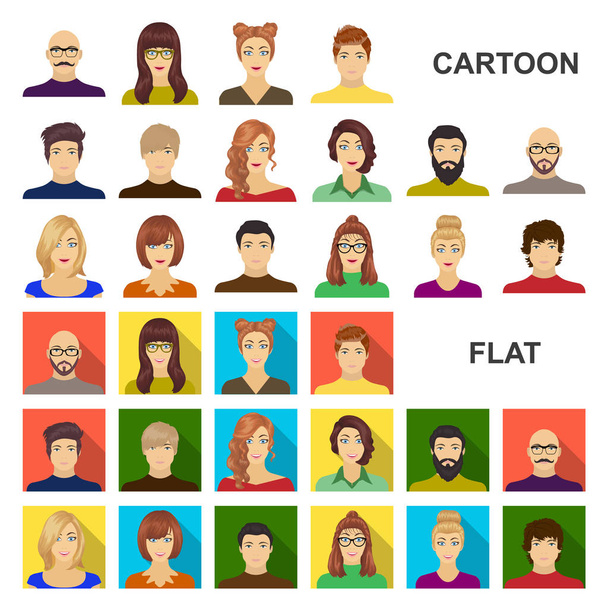 Avatar and face cartoon icons in set collection for design. A person appearance vector symbol stock web illustration. - Vector, Image
