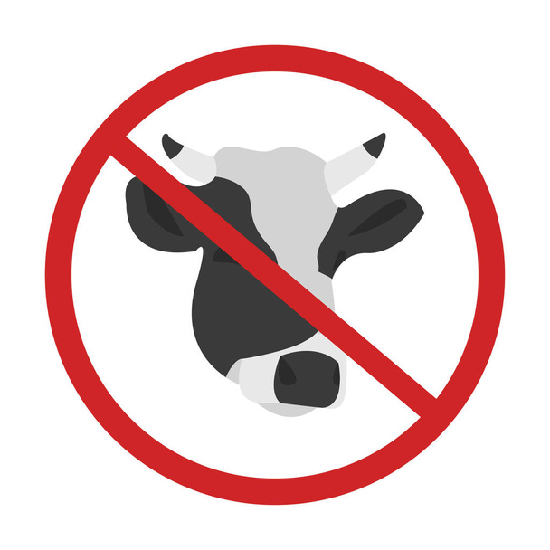 kráva žádné sing design vektorové ilustrace není dovoleno zákaz červený kruh varování silnici - Vektor, obrázek