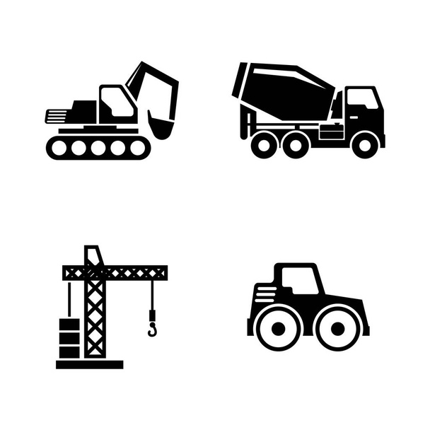Veículos de Construção, Máquinas de Construção. Ícones vetoriais relacionados simples
 - Vetor, Imagem