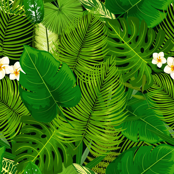 Тропические экзотические растения, бесшовные цветы
 - Вектор,изображение