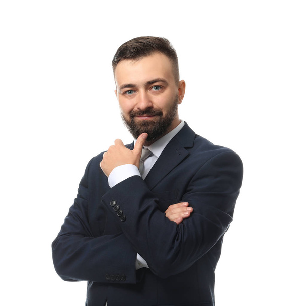 Portrait of handsome businessman on white background - Photo, Image