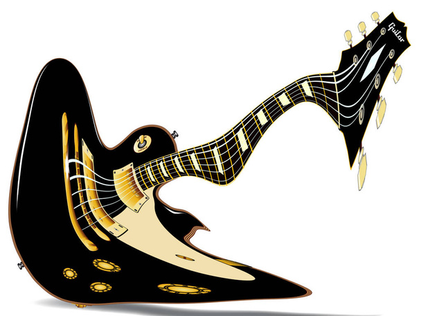 The definitive rock and roll guitar in black, isolated over a white background. - Photo, Image