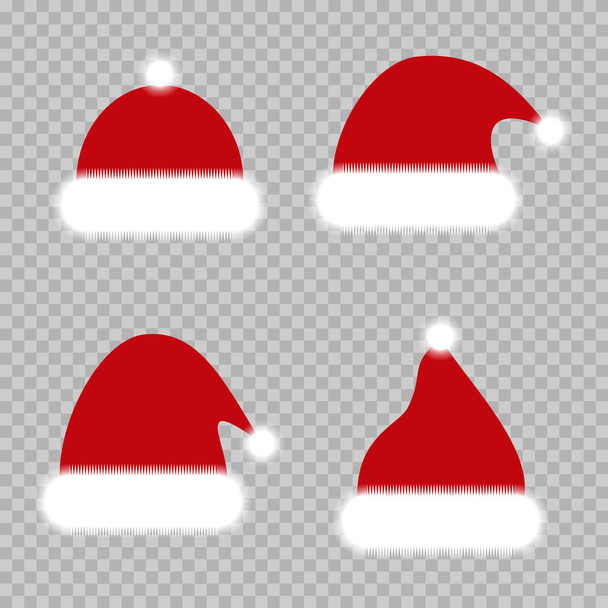 Kırmızı Noel şapka kümesi. Chrismat şapka Noel Baba. Eps10 - Vektör, Görsel