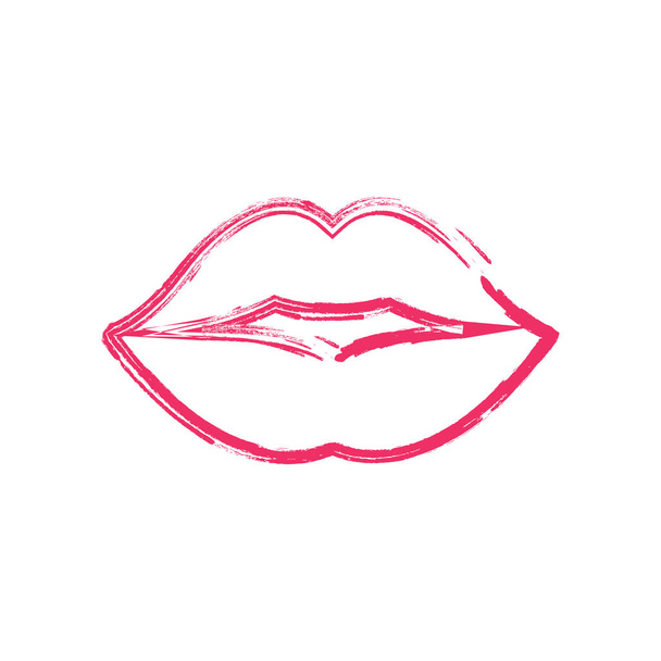 Beautiful pink lipstick kiss print. Paint Brush design. Eps10 - Vector, Image