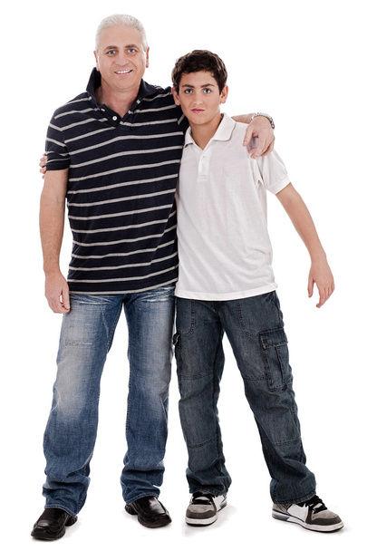 καυκάσιος αγόρι με τον πατέρα του - Φωτογραφία, εικόνα