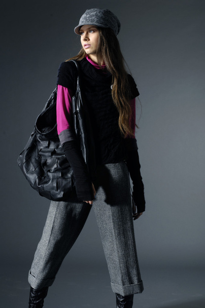 fashion model with a bag - 写真・画像