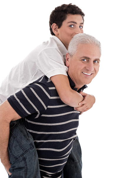 Abuelo apoyando a su nieto
 - Foto, imagen