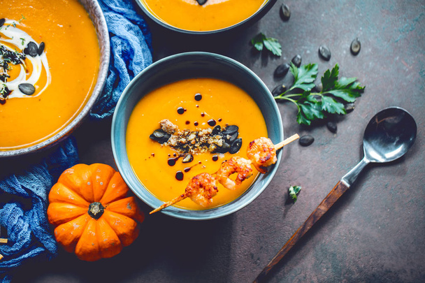 Fresh Pumpkin soup, close up - Valokuva, kuva