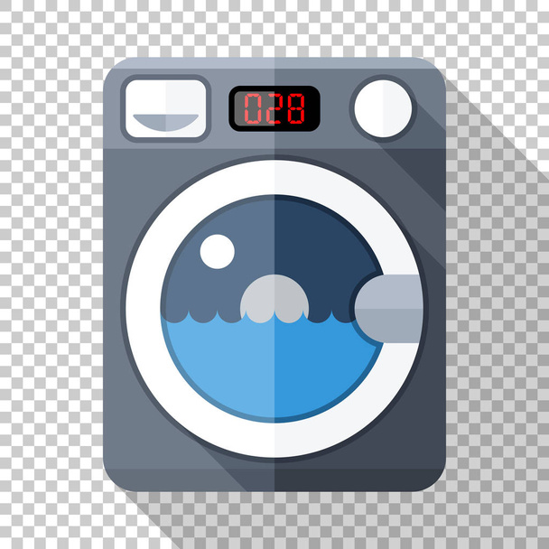 Washing machine icon in flat style on transparent background - Vector, Image