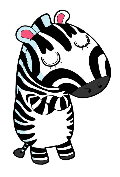lustige cartoon zebras auf weißem hintergrund, vektorillustration von niedlichen cartoon zebra - Vektor, Bild