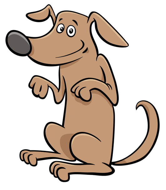 Cartoon Illustration of Standing or Beging Dog Pet Animal Character - Vector, Image