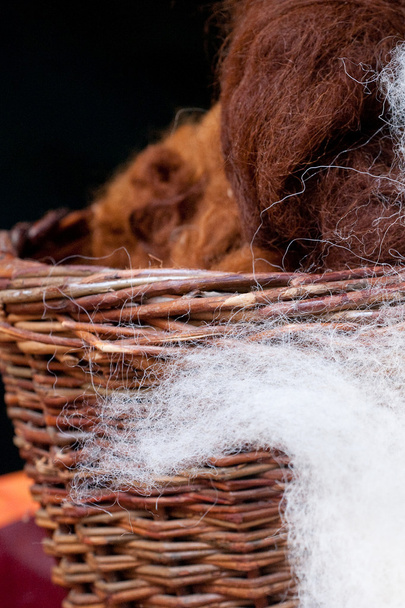 Sheep's wool in a basket - Photo, Image
