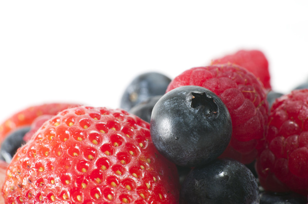 Macro Strawberry & Blueberry - Photo, Image