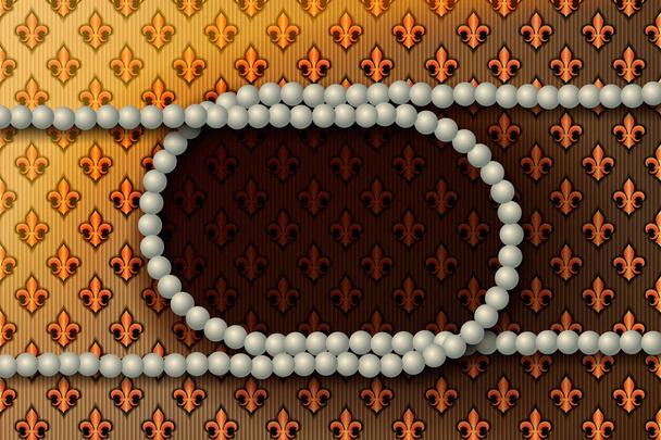 Horizontal Royal background with a two pearl necklaces. Vector illustration. - Vector, Image