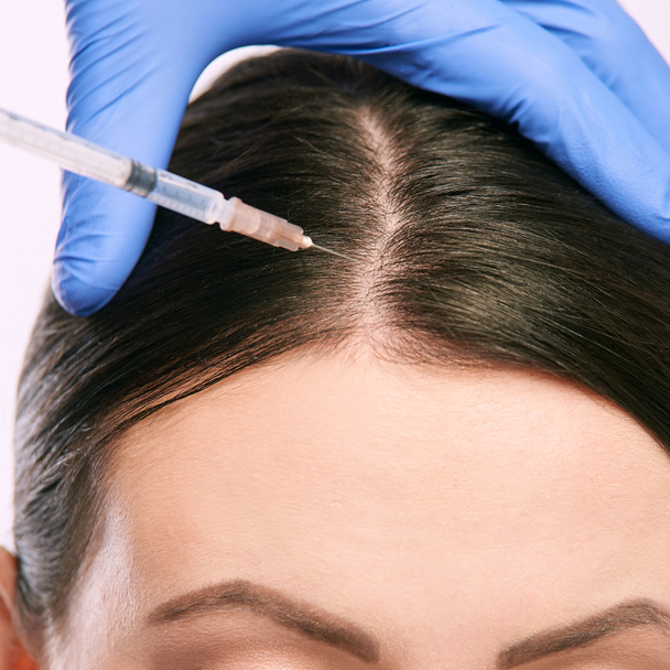 woman face injection. salon cosmetology procedure. skin medical care.  dermatology treatment. anti aging wrinkle lifting. - Фото, изображение