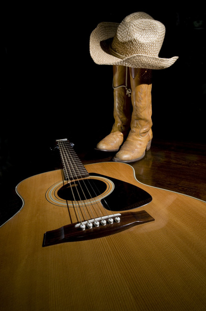 Gitarre und Cowboystiefel - Foto, Bild