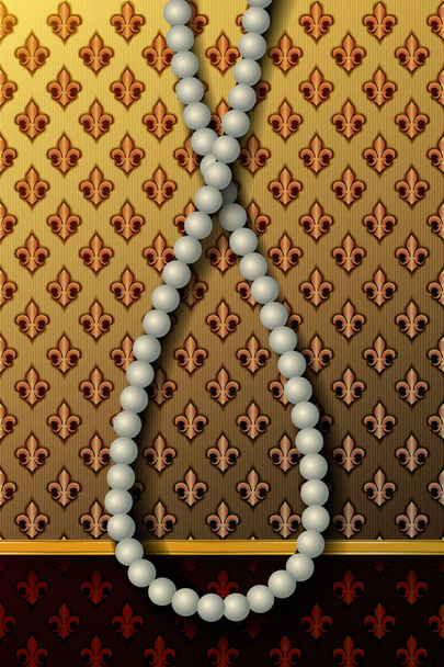 Vertical Royal background with a pearl necklace. Vector illustration. - Vector, Image