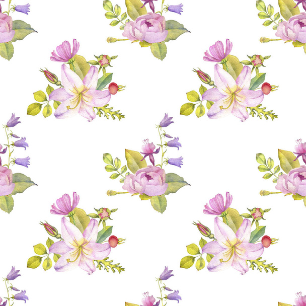 watercolor seamless floral pattern - Photo, image