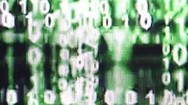 Close-up beelden van groene binaire gegevens code voor achtergrond - Video
