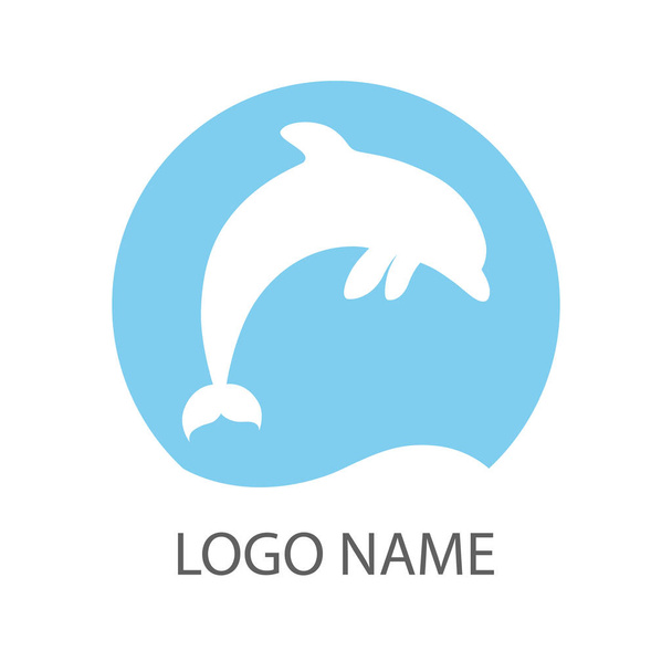 Знак прыжки в море дельфина. Символ дельфина в кругу. Шаблон логотипа изолирован на белом фоне. Векторная иллюстрация
 - Вектор,изображение