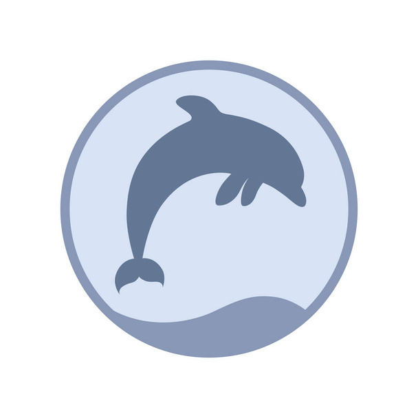Teken in de zee-dolfijn springen. Symbool dolfijn in cirkel. Logo sjabloon geïsoleerd op een witte achtergrond. Vectorillustratie - Vector, afbeelding