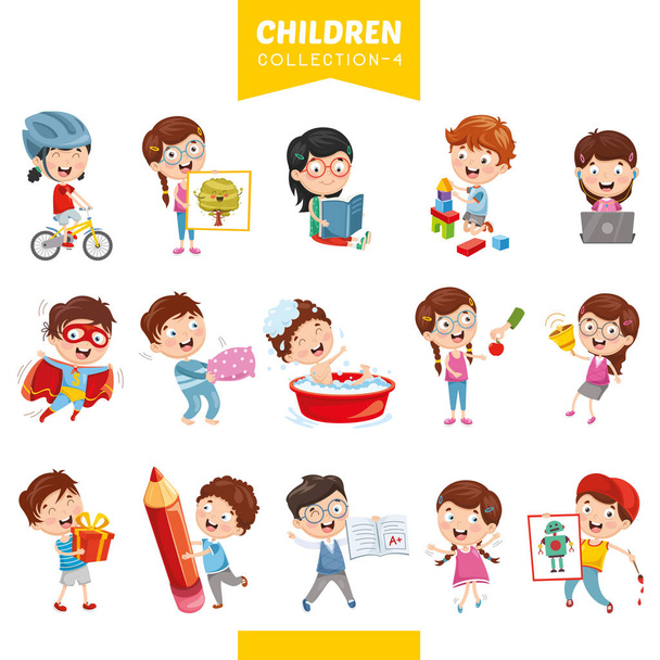 illustrazione vettoriale dei bambini dei cartoni animati - Vettoriali, immagini